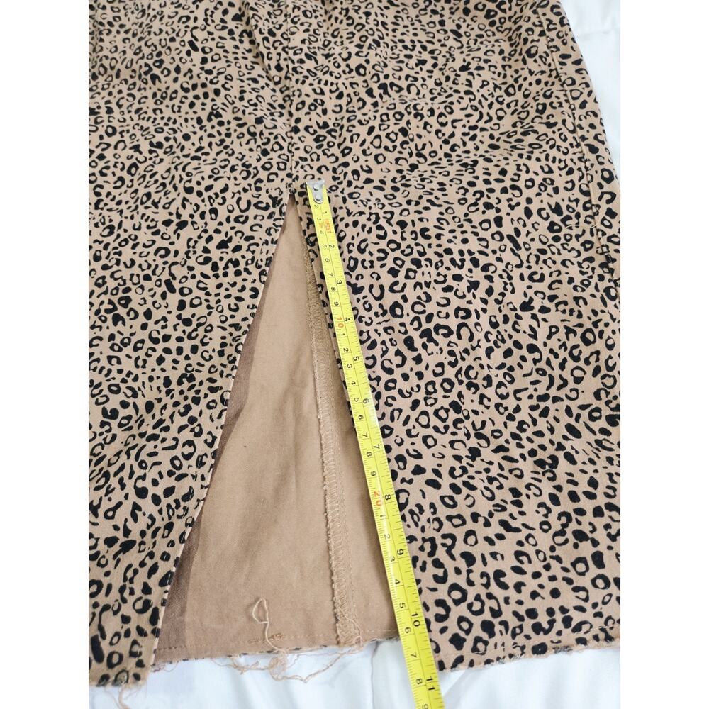 VTG Sinsay Leopard Print Pencil Skirt Slit S Mob Wife Y2K Retro Office Boho Indi - Picture 9 of 14